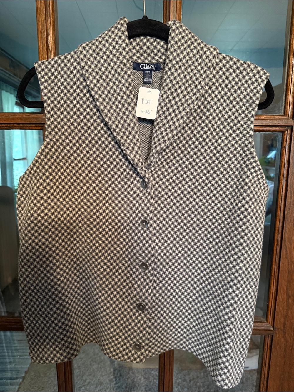 Chaps Black & White Houndstooth Button-Front Vest
